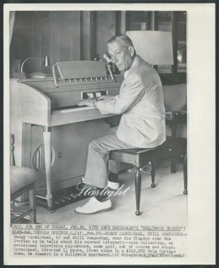 Songwriter Hoagy Carmichael 1960s Press Photo Vintage Antique Piano