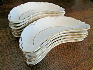 Set Of 11 W.  S.  George Radisson Pattern Bone Dishes Double Gold Scalloped