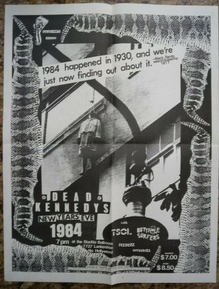 Dead Kennedys,  Reagan Youth,  Bgk,  Riistetyt Rare Orig 1984 Punk Concert Poster