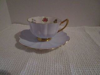 Shelley Light Blue Cup & Saucer W/forget - Me - Nots Inside