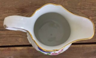 Antique 19thC Meissen Porcelain Creamer Basket Weave Painted Flowers 3.  5” Tall 5