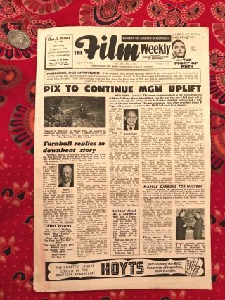 Pair Vintage 1960 Aust Film Weekly Movie Trade Magazines Steve Reeves Marathon