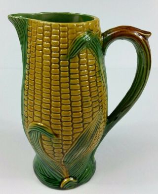 Antique Majolica Corn On The Cob Jug/pitcher Highly Detailed