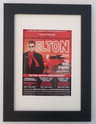 Elton John Red Piano 2008 Uk Tour Poster/flyer Quality Framed Fast World Ship