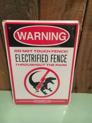 Jurassic World Jurassic Park Electric Fence,  Raptor Cage Metal Sign,  Loot Crate