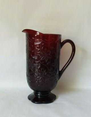 Vintage Princess House Ruby Red Fantasia Glass Pitcher Made In France W Sticker