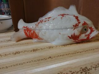 Antique Milk Glass Vallerysthal Fish Covered Dish 4