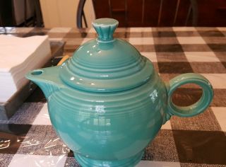 Fiesta Large Teapot In Turquoise Was Only Displayed Fiestaware 44 Oz
