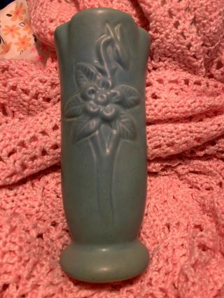 Vintage Van Briggle Pottery Ming Blue Columbine Flower Vase Signed Mb Colorado S