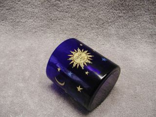 Vintage Libby Cobalt Blue Celestial Sun Moon Stars 12 Oz Glass Mug Cup