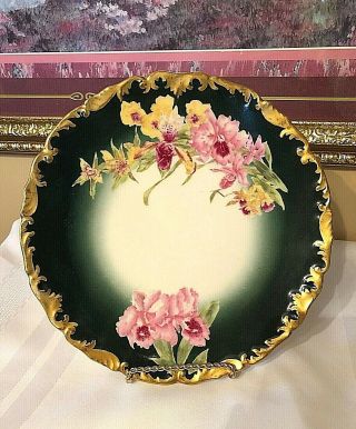 Tressemanes & Vogt T&v Limoges Depose Hand Painted Floral 8 - 1/2 " D Plate Gold Rim