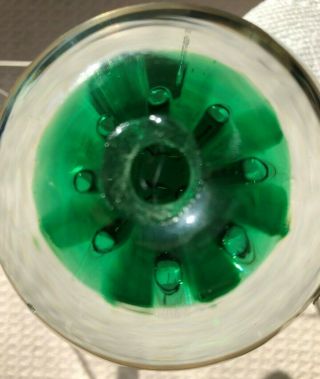 1970’s Blenko Green Air Trap Ribbed Handcrafted Glass Paperweight 68E Sphere 7