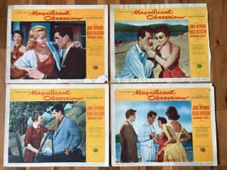 4 Lobby Cards 11x14: Magnificent Obsession 1954 Jane Wyman,  Rock Hudson
