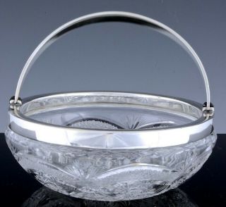Vintage Antique Wsw Fraget Polish Russian Silver Plate & Cut Glass Basket
