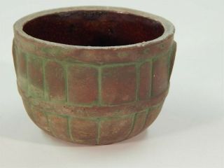 Very Rare Antique 3 " Peters And Reed Moss Aztec Barrel/bowl 1915 90