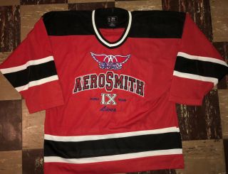 Aerosmith Vtg 90s 1997 1998 Tour 9 Lives Hockey Jersey Sewn Authentic Giant Xl