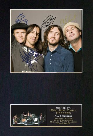 Red Hot Chilli Peppers Rare Signed Autographed Mounted Photograph - All Members