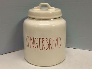 Rae Dunn Christmas Gingerbread Canister Ivory Red Ll Large Letter Magenta
