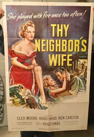 1953 Movie Poster (thy Neighbor’s Wife) 41” X 27”