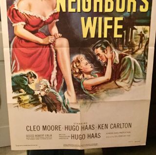 1953 Movie Poster (Thy Neighbor’s Wife) 41” X 27” 3