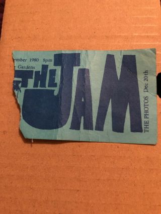 The Jam Concert Tour Ticket,  Malvern Winter Gardens 10th Dec 1980