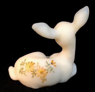 Fenton Art Glass Hand Painted Daisies On Cameo Deer 6