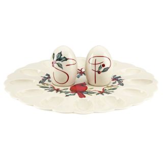Lenox Winter Greetings Egg Platter With Salt And Pepper