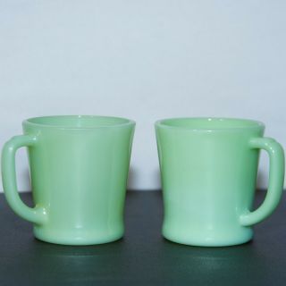 Rare Vintage Fire King Green Jadeite Coffee Cup Mug D Handle 2