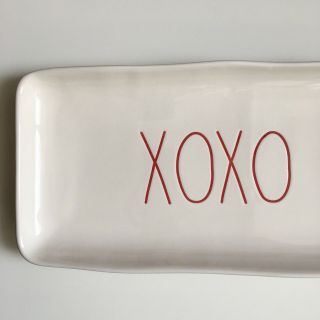 Rae Dunn XOXO Red Valentine’s Day 2017 Large Serving Tray Platter 2