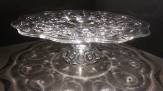 Vintage Le Smith Moon And Stars Clear Pedestal Cake Plate
