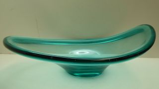 Vintage Scandinavian Aqua Blue Green Art Glass Bowl Mid Century Design