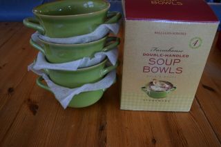 Set Of 4 Williams - Sonoma Double - Handled 6 " Farmhouse Stoneware Soup Bowls -