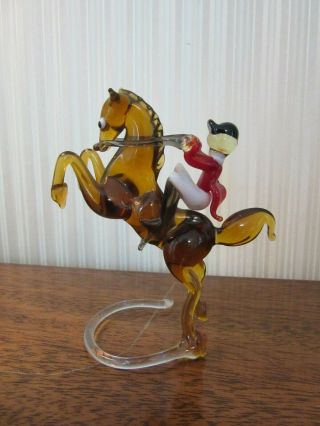 Vintage Bimini? Lauscha? Murano? Glass Huntsman On Rearing Horse