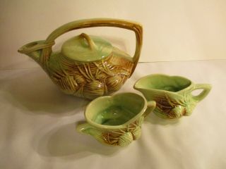 Vintage Mccoy.  Tea Set,  Green Pine Cones Mid Century Rare Find