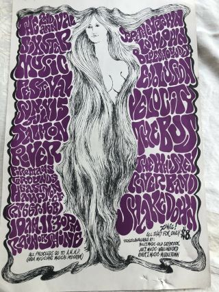 Orig 1970’s Concert Flyer Poster Six Star Music Festival East Hampton Ct Signed