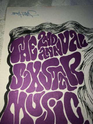 Orig 1970’s Concert Flyer Poster Six Star Music Festival East Hampton CT Signed 3