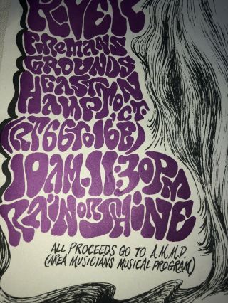 Orig 1970’s Concert Flyer Poster Six Star Music Festival East Hampton CT Signed 4