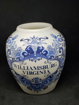Williamsburg Virginia Delft Tobacco Jar Pinapple Motif Repop