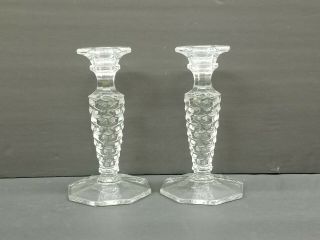 Vintage Fostoria American Clear Glass Tapered Candle Holders Set Of 2