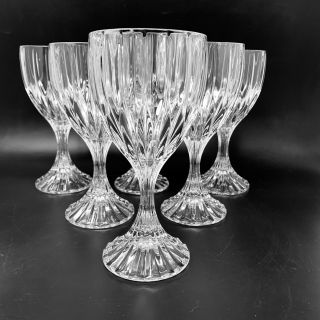 Set Of 6 Mikasa Park Lane 6 3/4 " Water Goblets Vertical Cuts