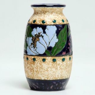 Signed Austria 20th C.  Transitional Art Nouveau/deco Enamelled Pottery Vase
