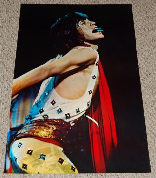 Rolling Stones Mick Jagger In Concert W/ Harmonica Poster 1970 