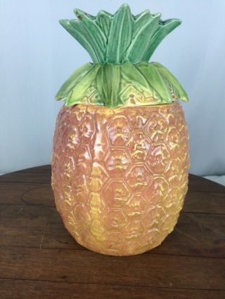 Vintage Mccoy Pineapple Cookie Jar 11 " Tall Wh - 1 - 1