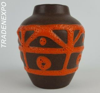 Vintage 60 - 70s Scheurich Keramik 550 - 10 Brown Vase West German Pottery Fat Lava