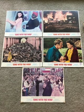 5 Lobby Cards 11x14: Gone With The Wind (1939) Clark Gable Vivien Leigh