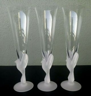 Sasaki - Wings - Fine Crystal Fluted Champagne Glasses - Set Of 3