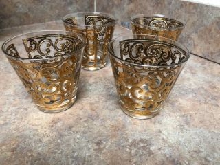 Set Of 4 Vintage Georges Briard Gold Signed Drinking Glasses