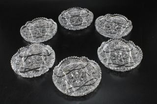 Set Of (6) Antique American Brilliant Abp Cut Glass 5 3/4 " Low Bowls