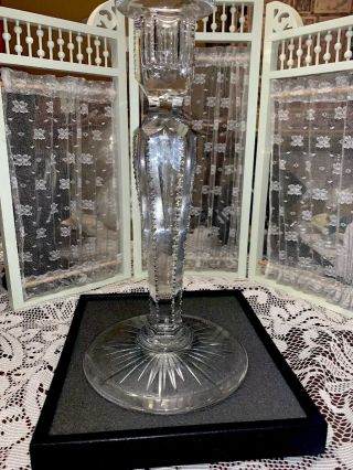 Antique Cut Glass Crystal Notched Candlestick Blown Teardrop 11” Heavy
