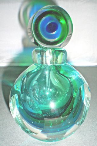 Fifth Avenue Crystal Perfume Bottle / Blue & Green